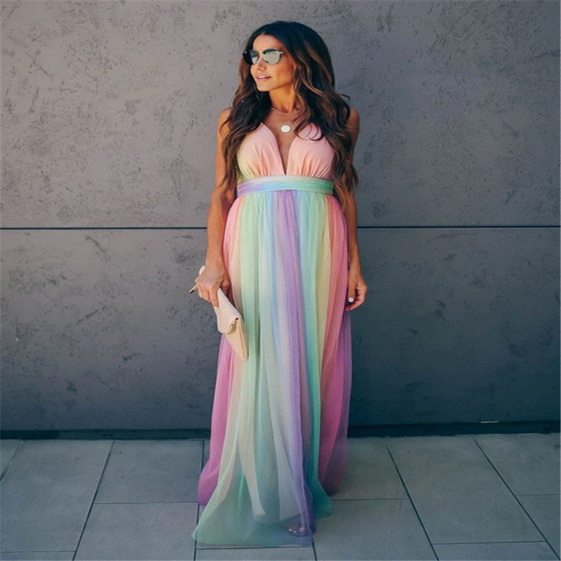 Valenzora | Regenbogen-Netzkleid für Damen mit Trägern