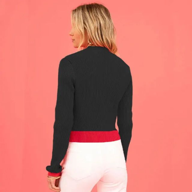 Valenzora | Gerippter Strickpullover mit Herz-Intarsie