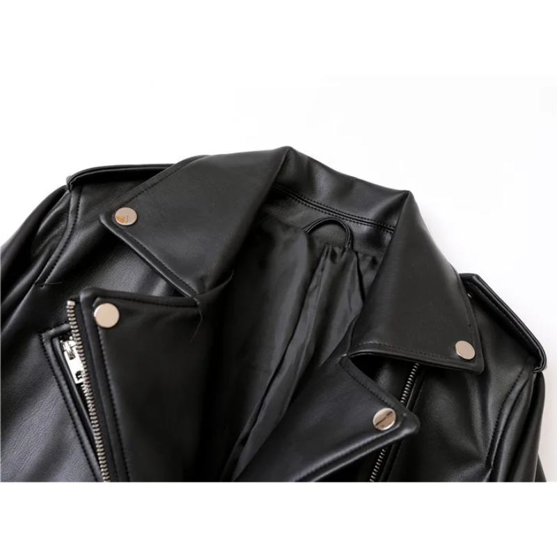 Valenzora | Damen Biker-Lederjacke mit Reißverschlüssen und Gürtel