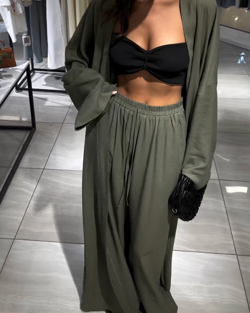 Valenzora | Linen Kimono and Trousers Set