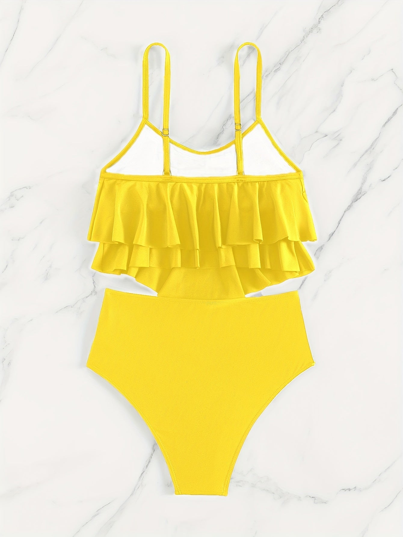 Valenzora | Ruched, Layered Two-Piece Black Tankini for Women