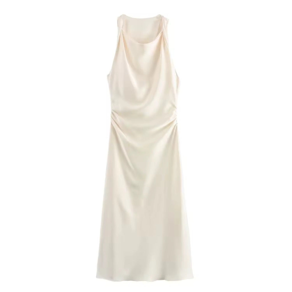 Valenzora | Satin Maxi Dress Elegant Draping