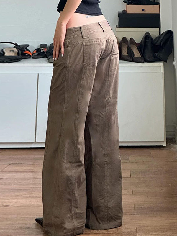 Valenzora | American Retro Low Waist Split Flared Trousers
