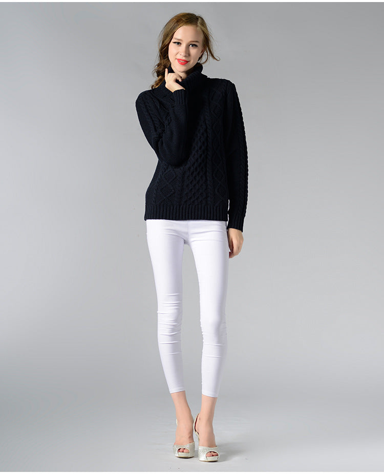 Celina™ - Women's long-sleeved roll-neck sweater with cable knit