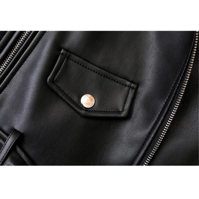 Valenzora | Damen Biker-Lederjacke mit Reißverschlüssen und Gürtel