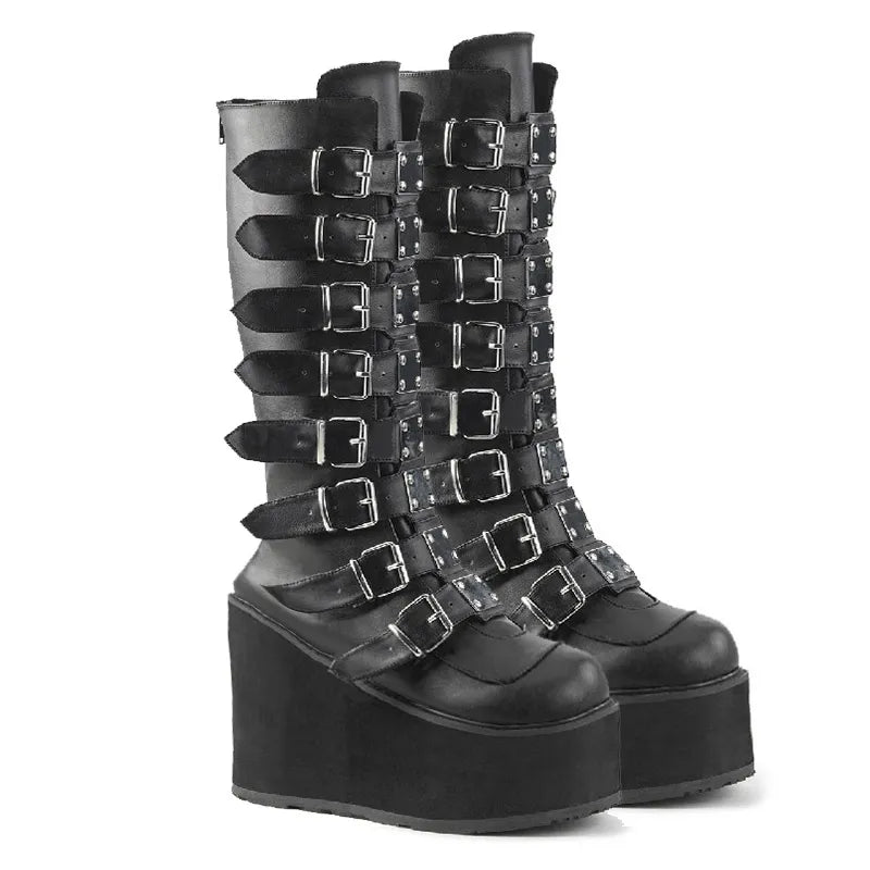 Valenzora | Zip Up Chunky High Heel Boots