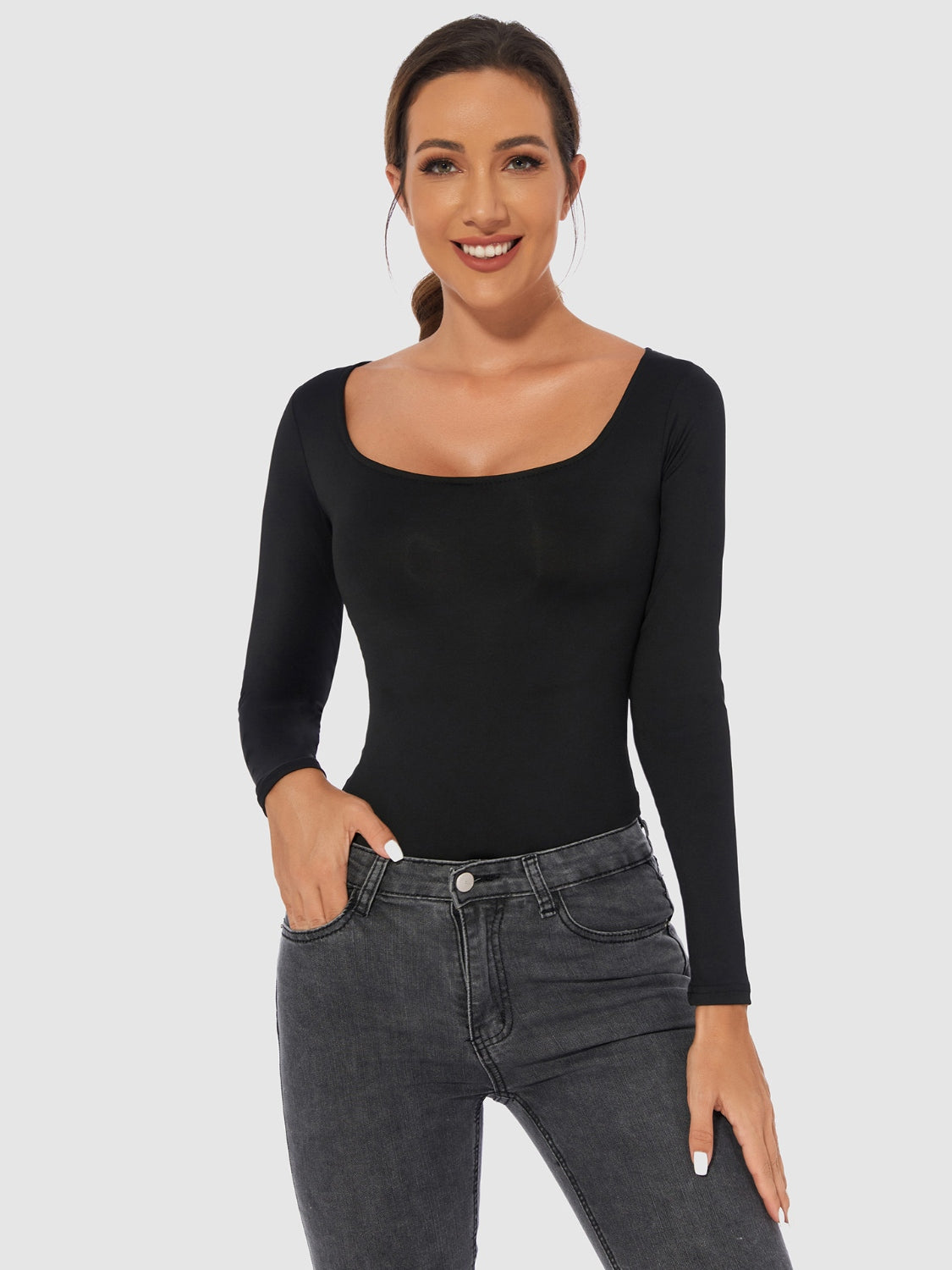 Valenzora | Full Size Crew Long Sleeve Bodysuit