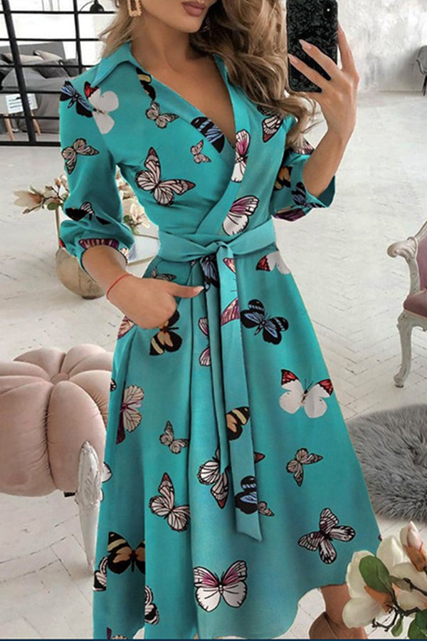 Valenzora | Entdecken Sie Ihr bestes bedrucktes Gürtelkleid in Midilänge
