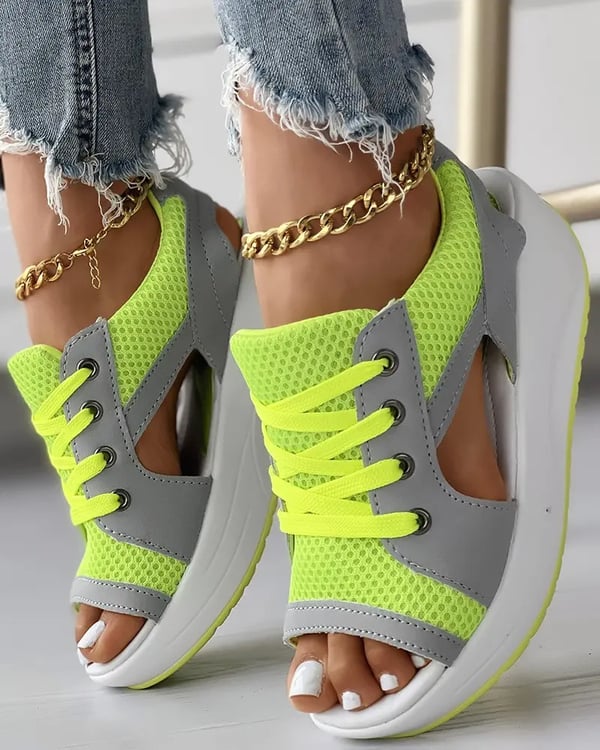 Gina™ - Sandals with contrasting lace-up neckline Last Day Discount]