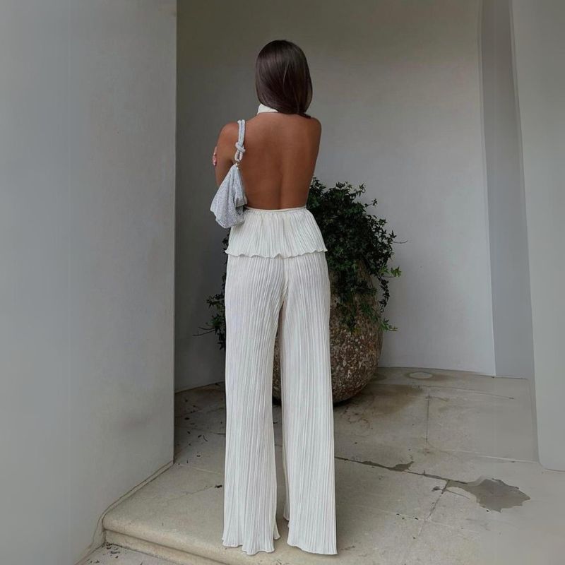 Valenzora | Overall mit strukturiertem Neckholder-Oberteil