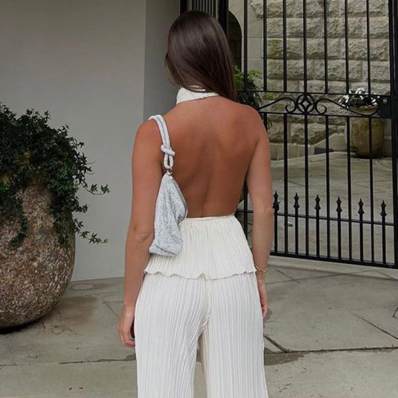Valenzora | Overall mit strukturiertem Neckholder-Oberteil