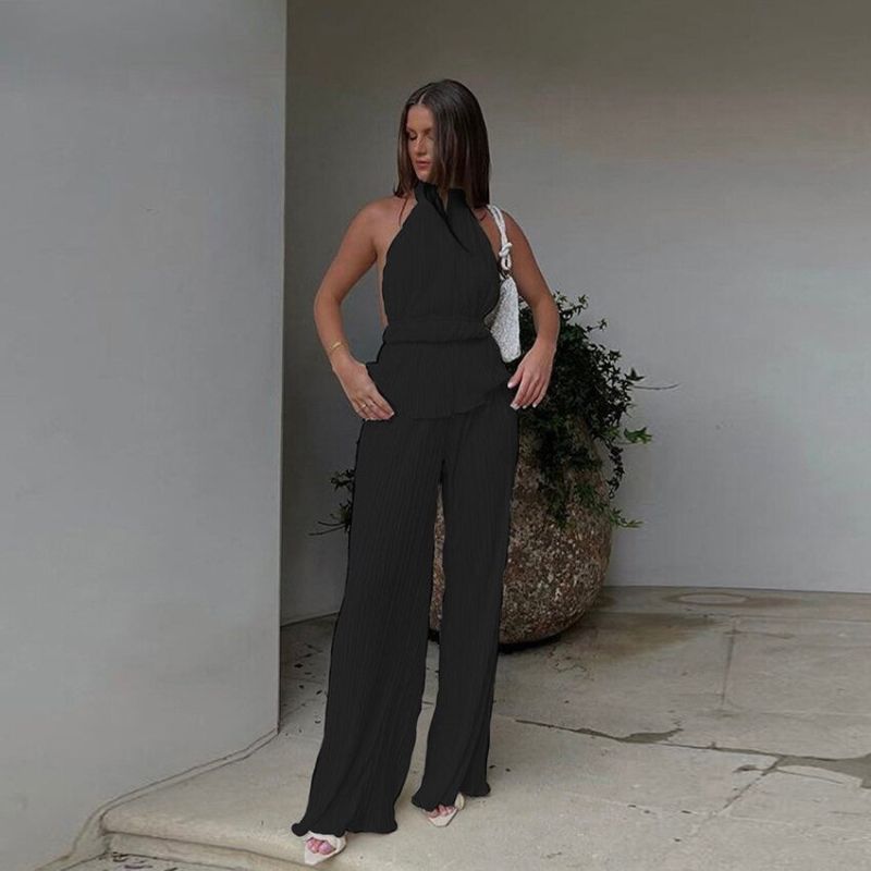 Valenzora | Overall mit strukturiertem Neckholder-Oberteil