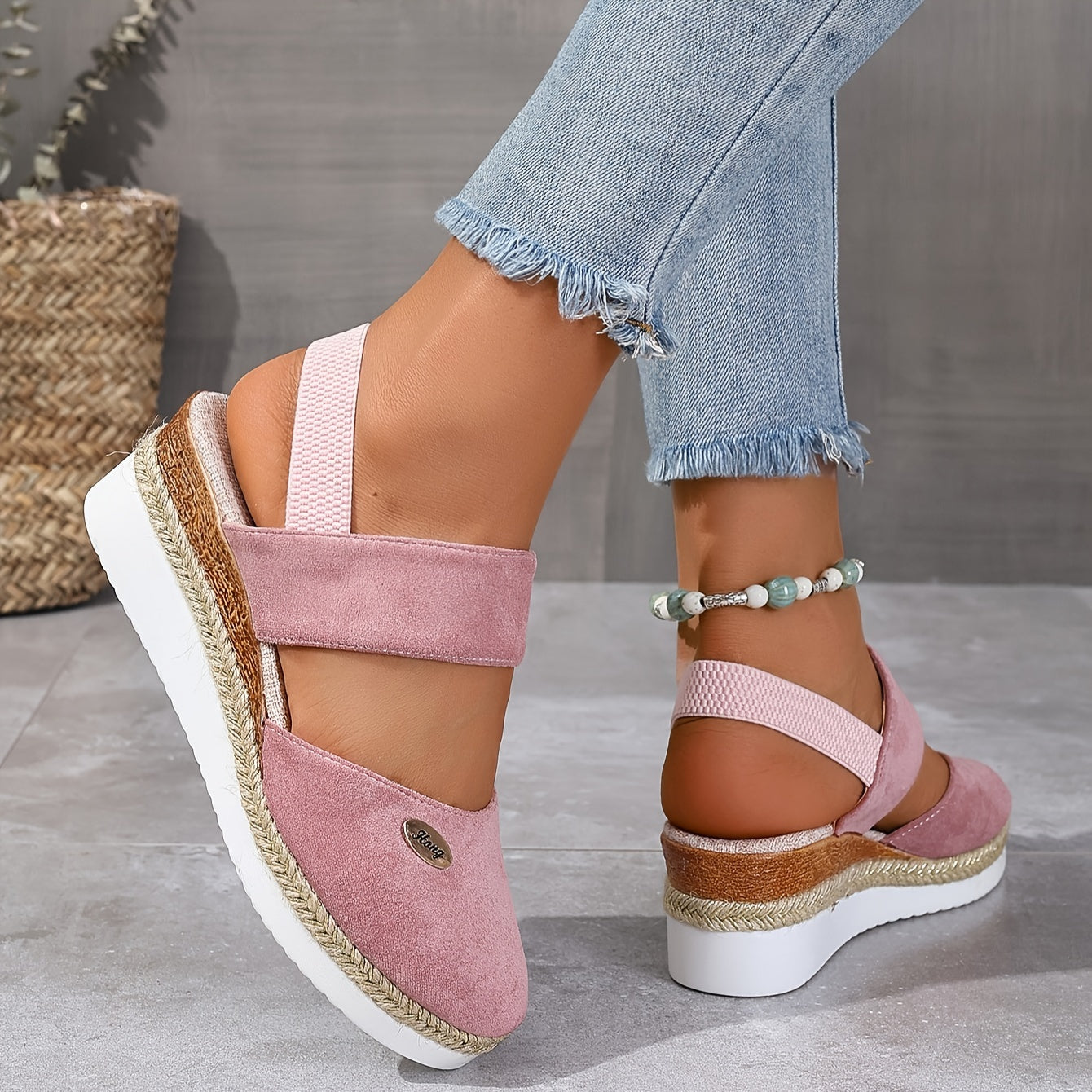 Valenzora | Women's Platform Sandals: Non-slip, Closed Toe, Elastic Strap