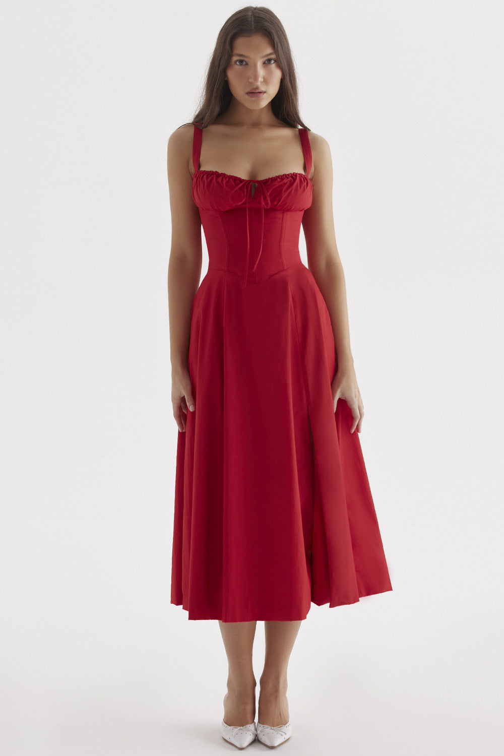 Valenzora schulterfreies Kleid für Damen mit französischem Flair und verführerischem Hüftschlitz