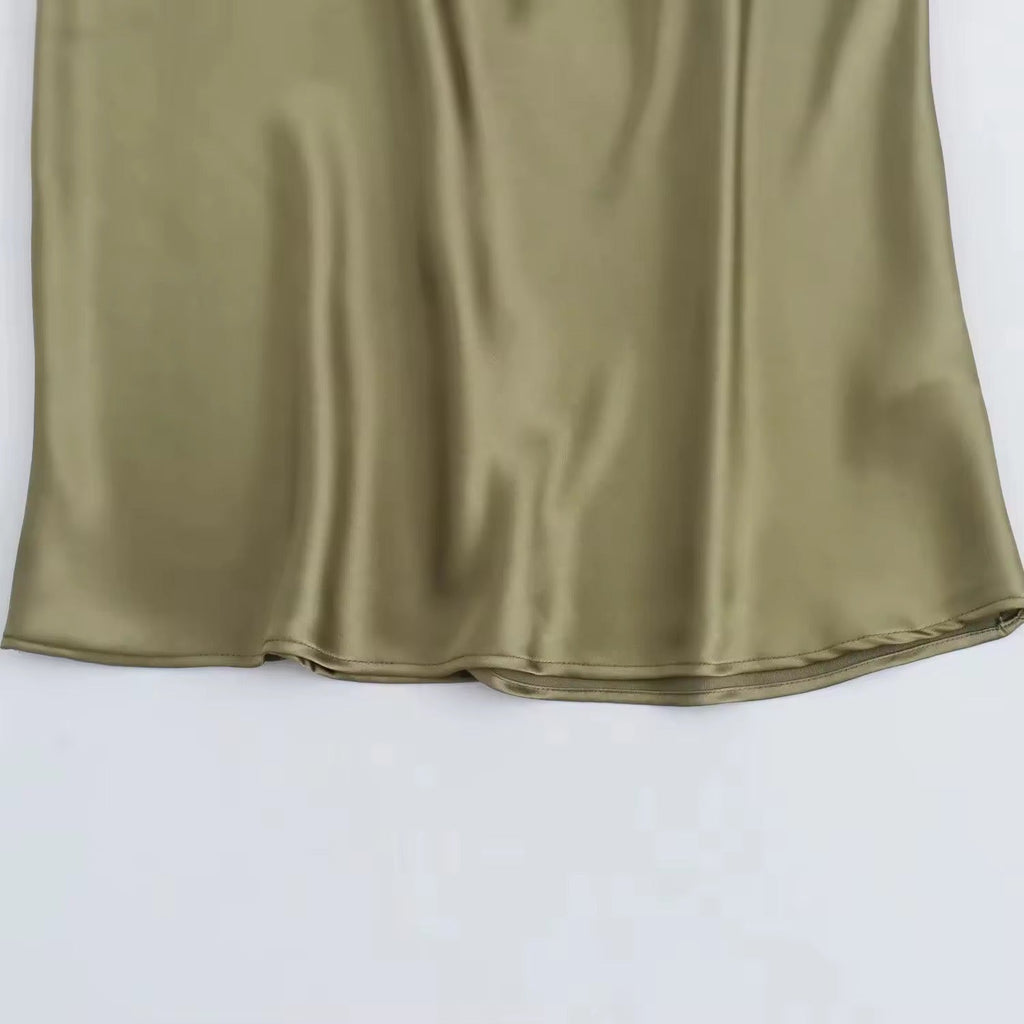 Valenzora | Satin Maxi Dress Elegant Draping