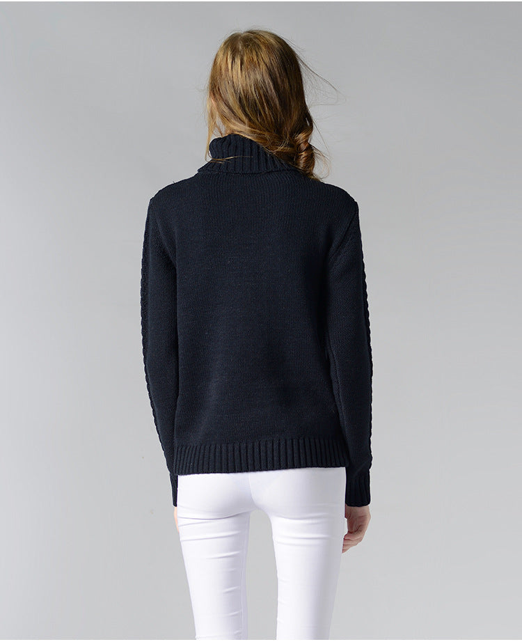 Celina™ - Women's long-sleeved roll-neck sweater with cable knit