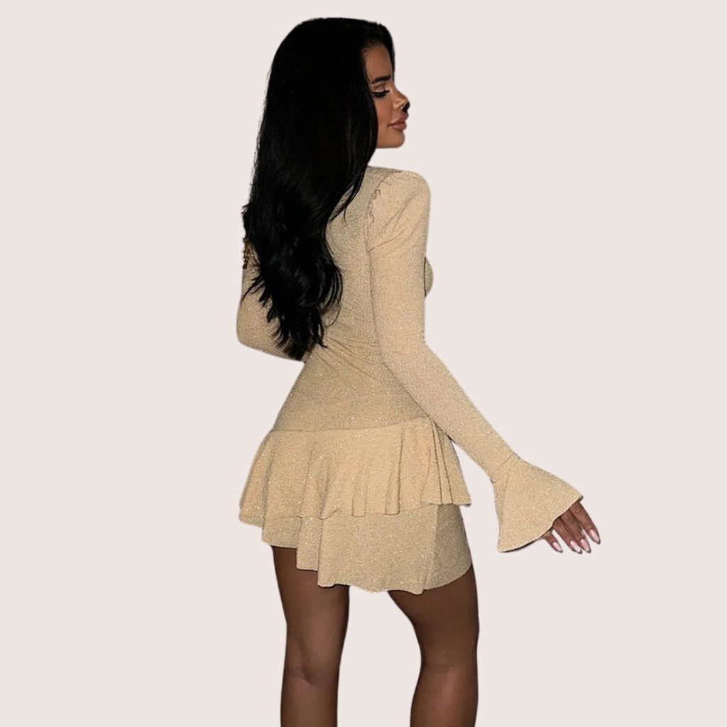 Valenzora | Mini dress with deep V-neck and ruffles