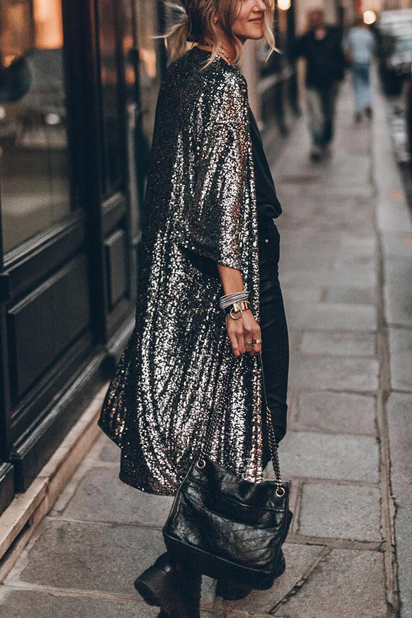 Valenzora | Disco Glamour Sequin Bell Sleeve Kimono