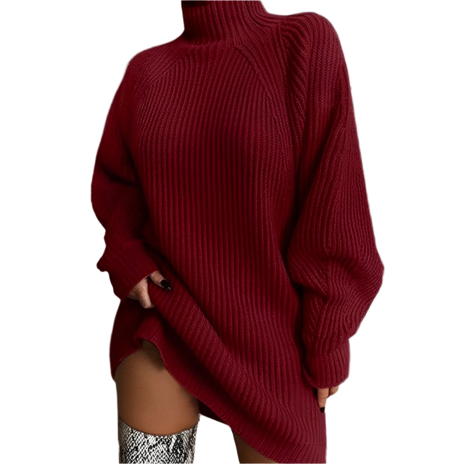 Valenzora | Warm knitted dress with roll neck