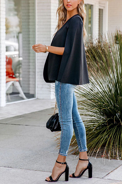 Valenzora | Rosiedress offene Jacke mit geschlitzten Ärmeln im Cape-Stil