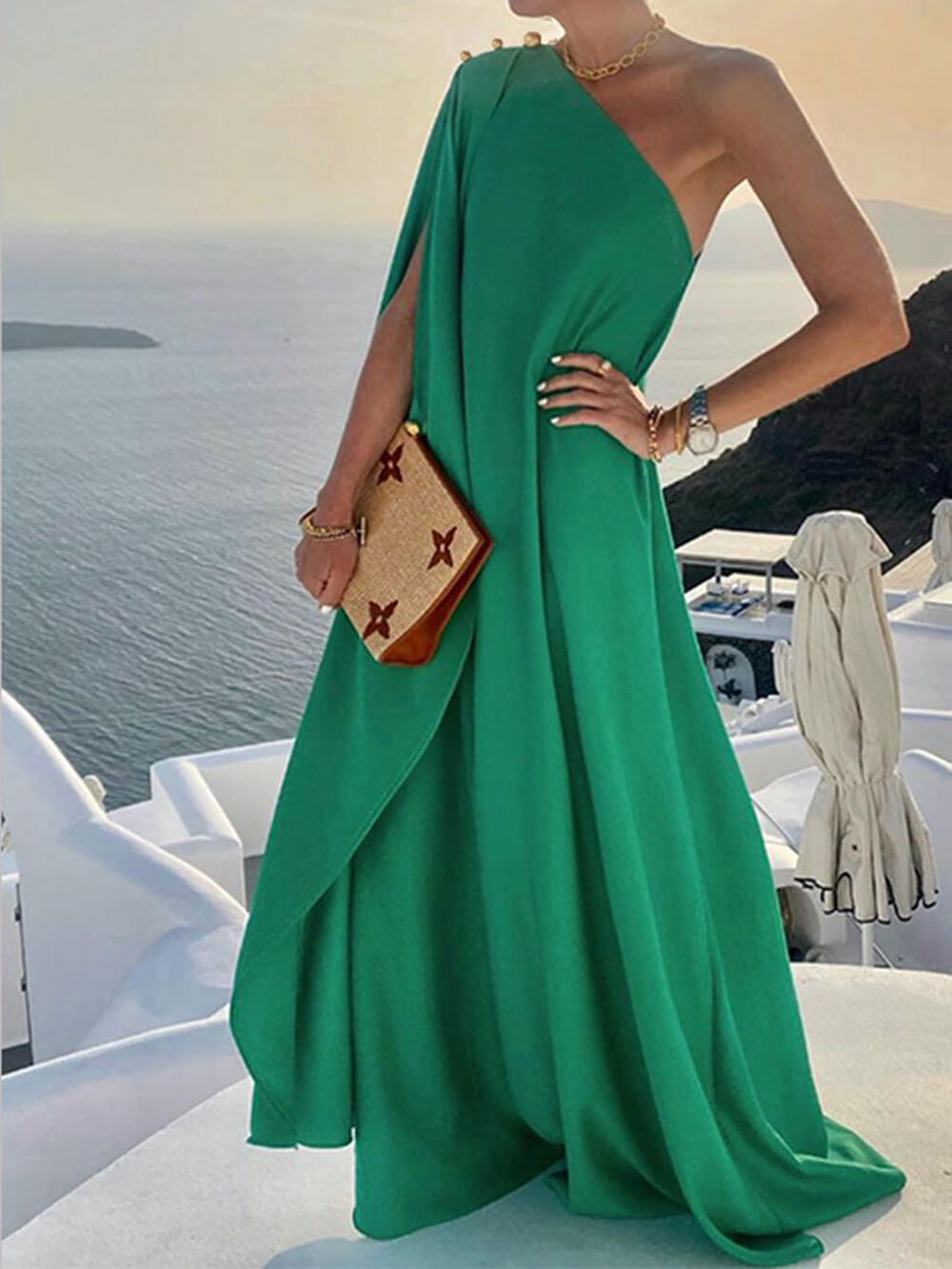 Valenzora | Maxikleid mit Schulterdrapierung für Damen