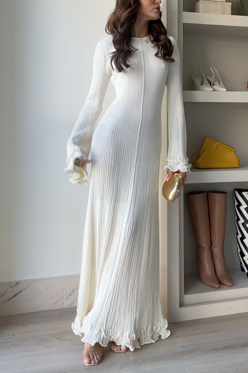 Valenzora | Rosiedress Bell Sleeve Back Lace-Up Ruffle Trim Maxi Dress