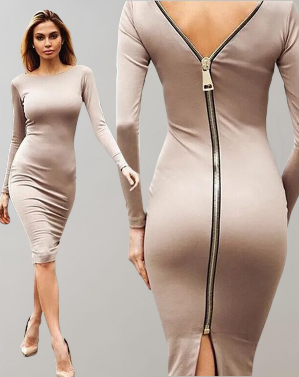 Valenzora - Long-sleeved dress with back zipper