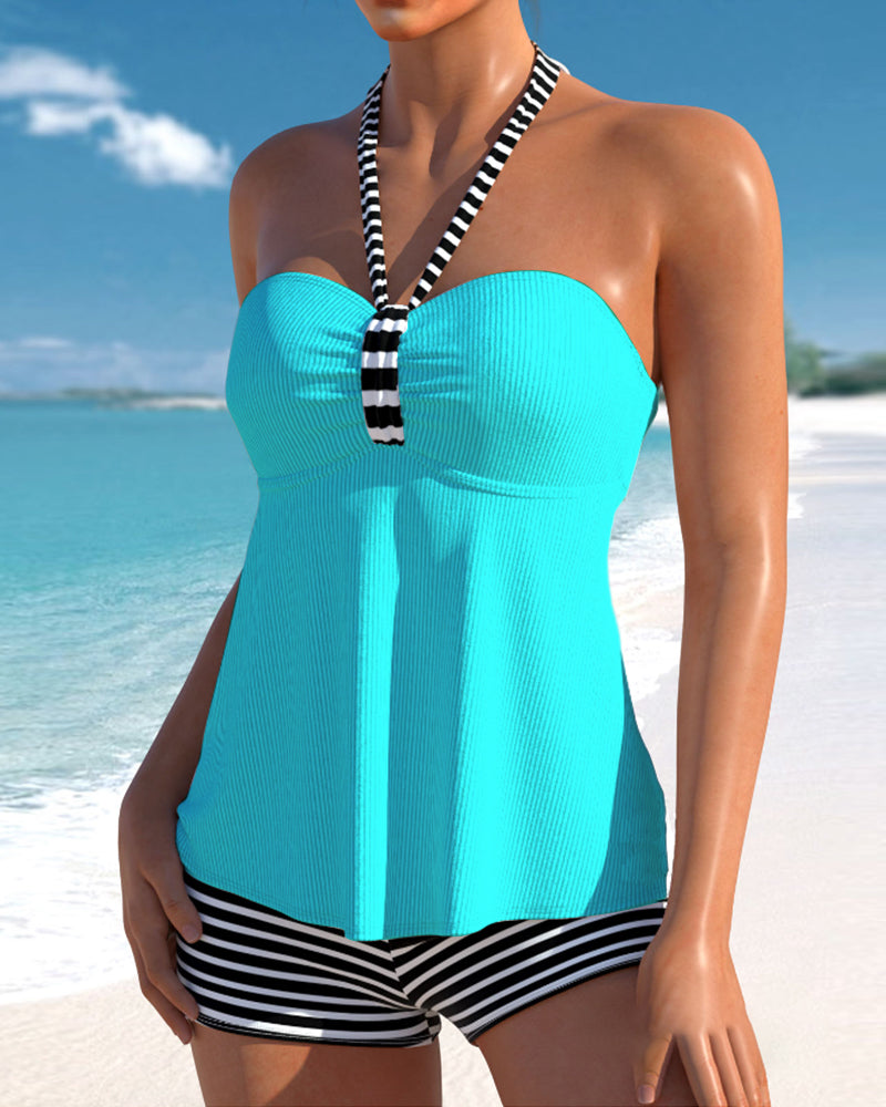 Top with halter neck and striped print | Diede