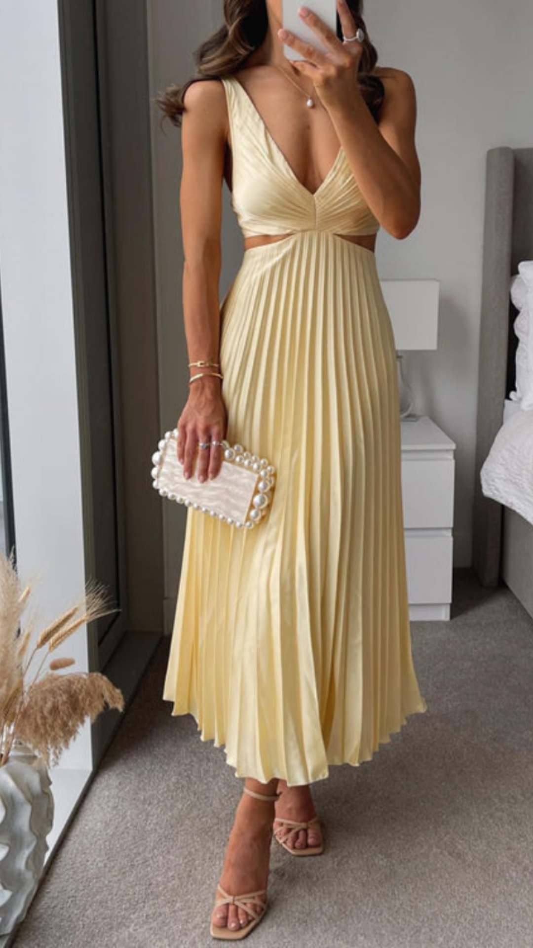 Valenzora | Pleated cutout midi dress for women