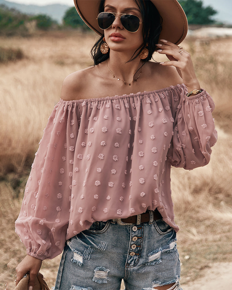 Valenzora | Off-Shoulder Lantern Long-Sleeved Ruffled Top