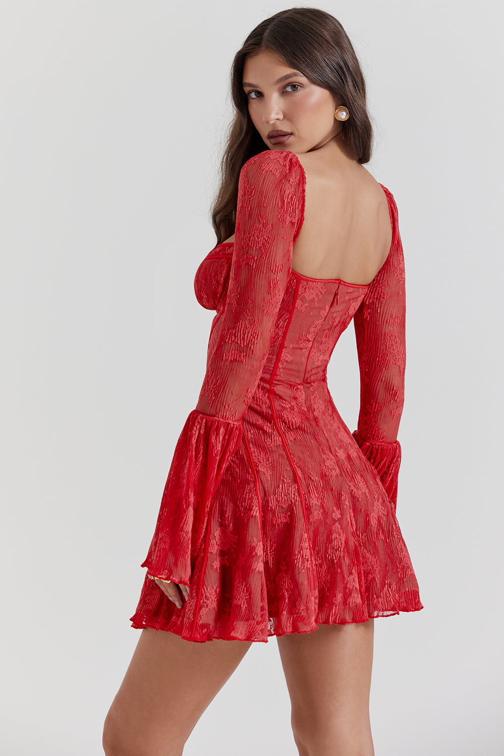 Sexy mini cocktail dress with corset top and long sleeves – party dress and evening dress