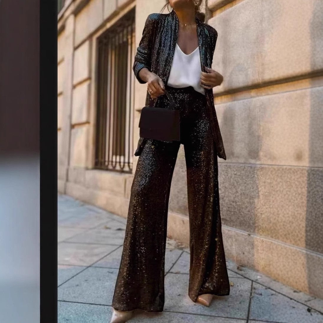 Valenzora | Trendy design - High-waisted sequin suit