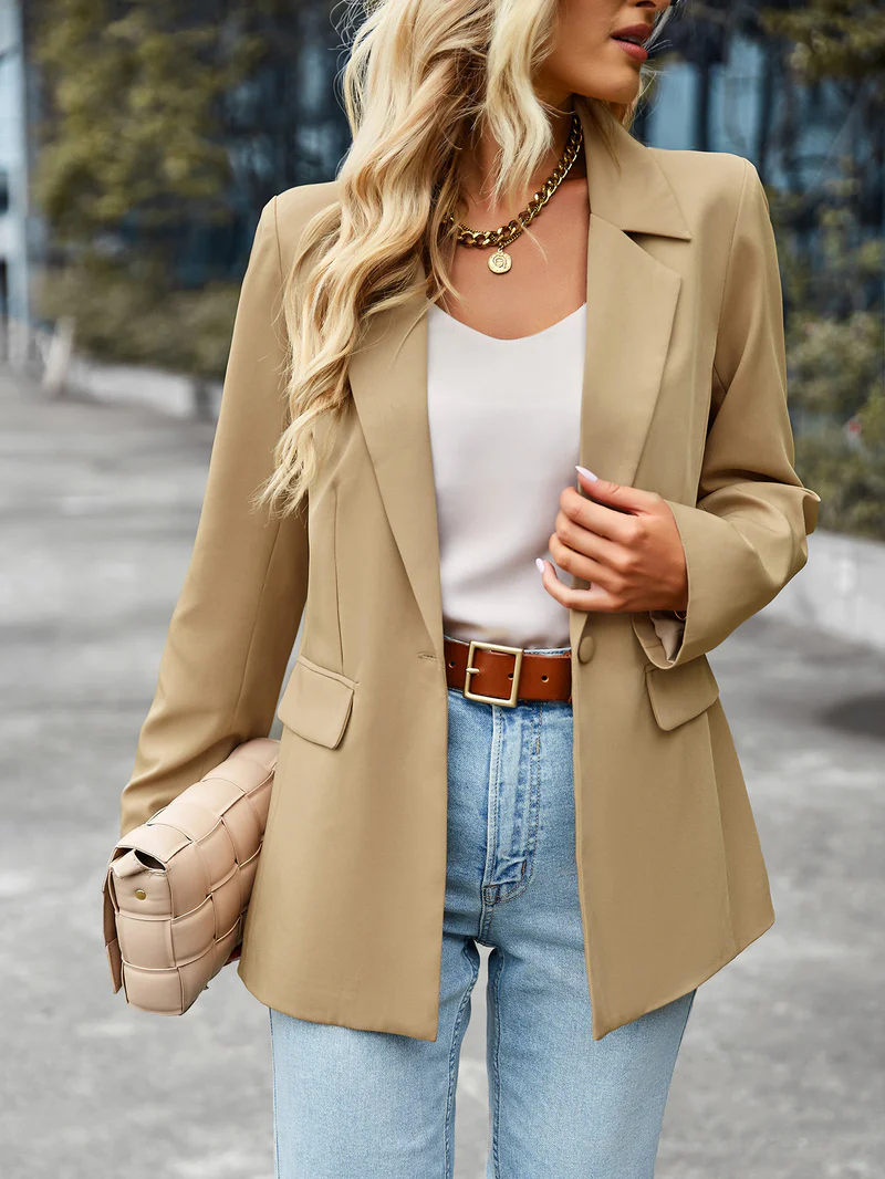 Valenzora | Women's blazer with one button, long sleeves, tailored cut, casual chic
