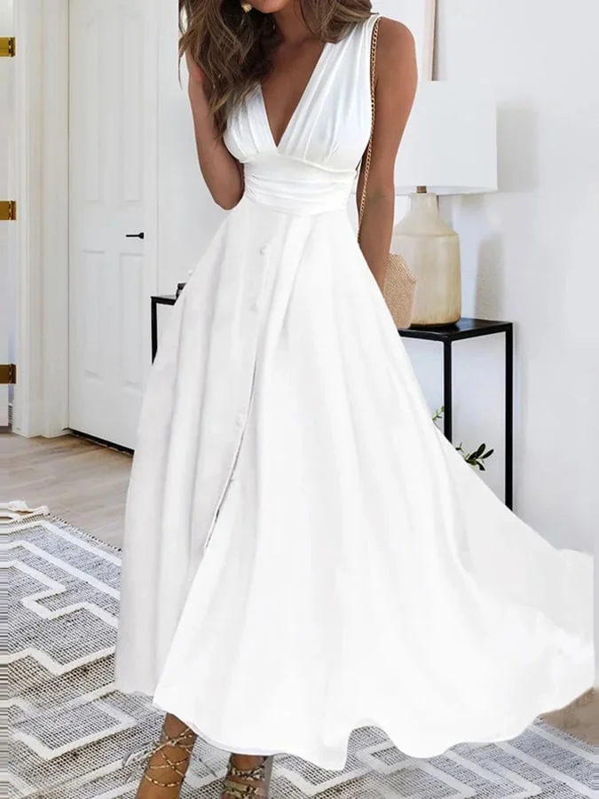 Valenzora | Elegant long banquet dress with crossover V-neck