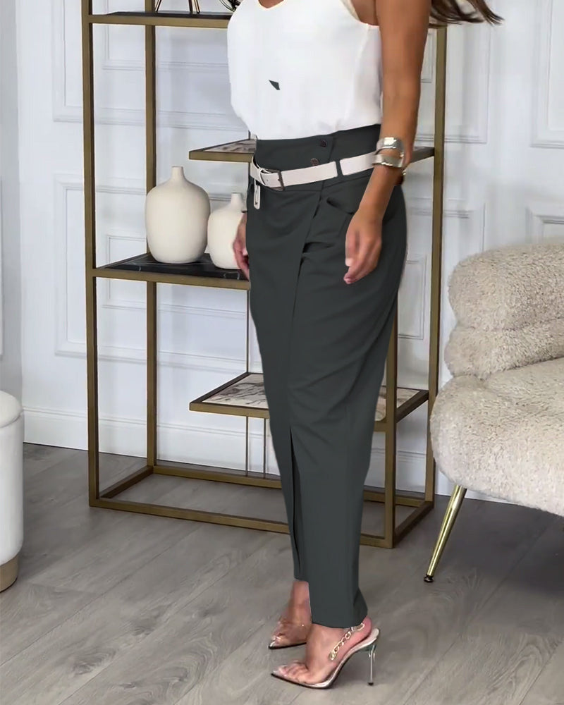 Valenzora | Patchwork Trousers with Belt