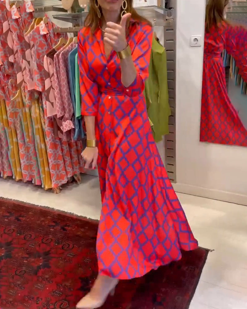 Valenzora | Shirt dress with V-neck and 3/4 sleeves