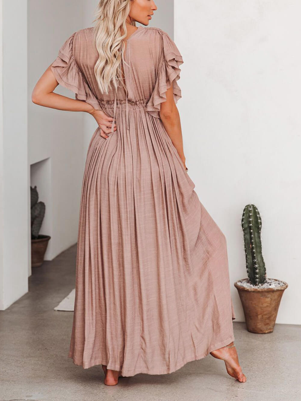 Valenzora | Style Maxi Dress with Flutter Sleeves for Women