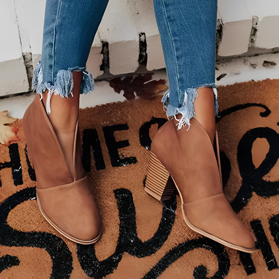 Valenzora | Women's High Heel Ankle Boots, V-shaped Opening, Slippers, Chic and Elegant