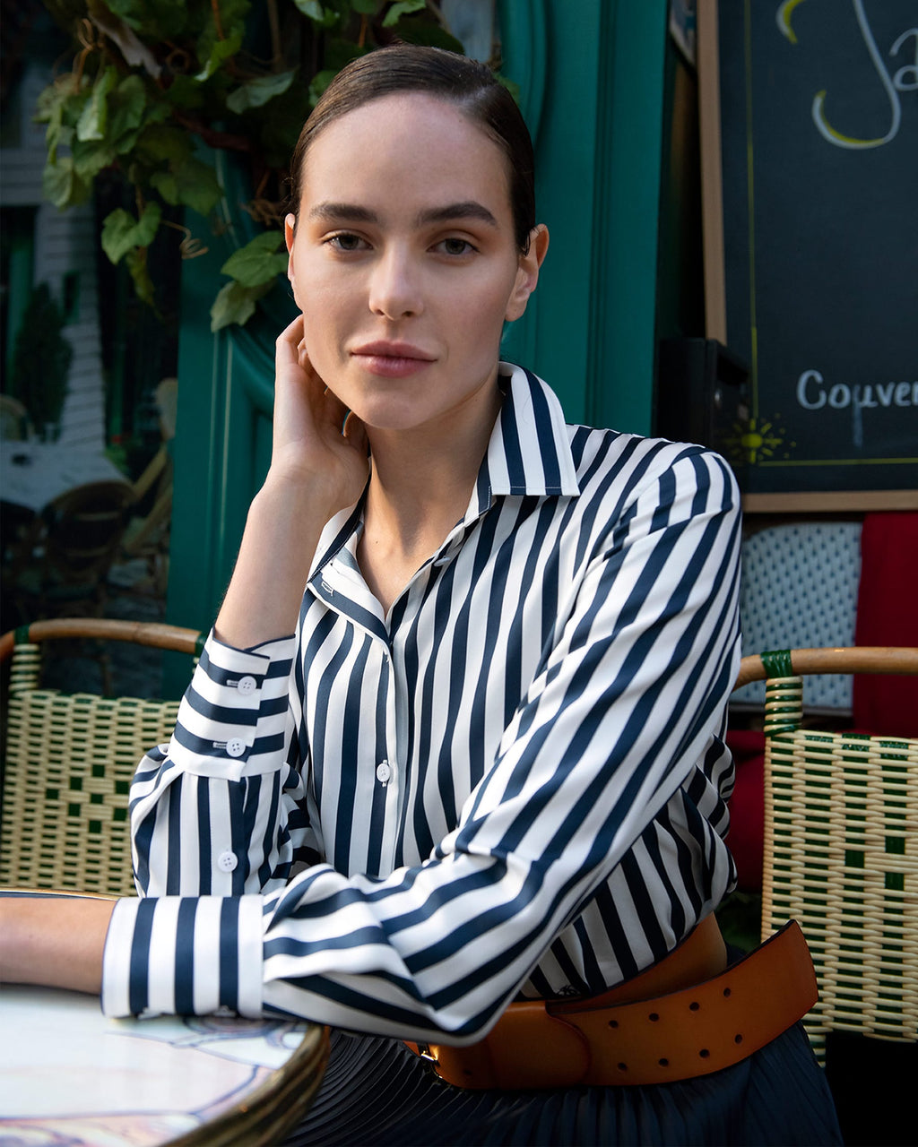 Valenzora | Striped silk shirt