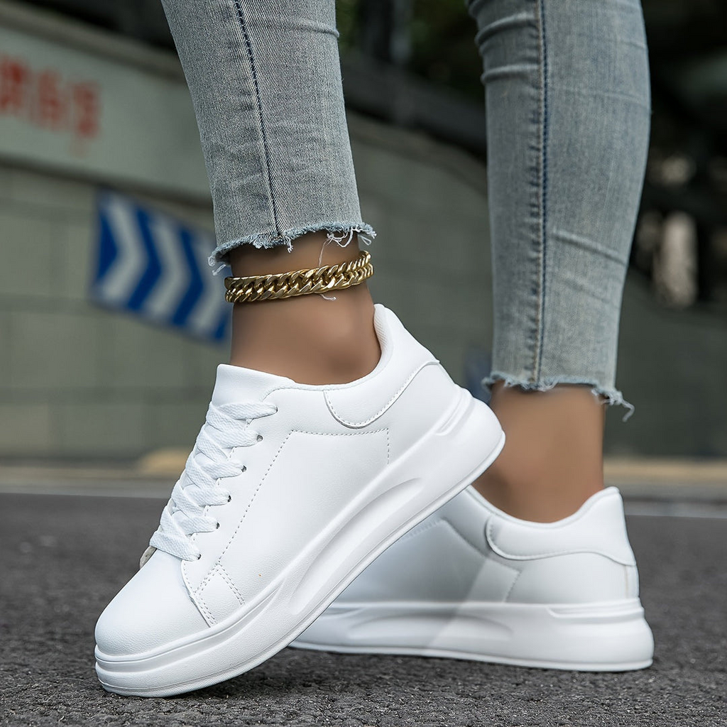 Valenzora | Women's Leather Sneakers White Sporty Women's Shoes