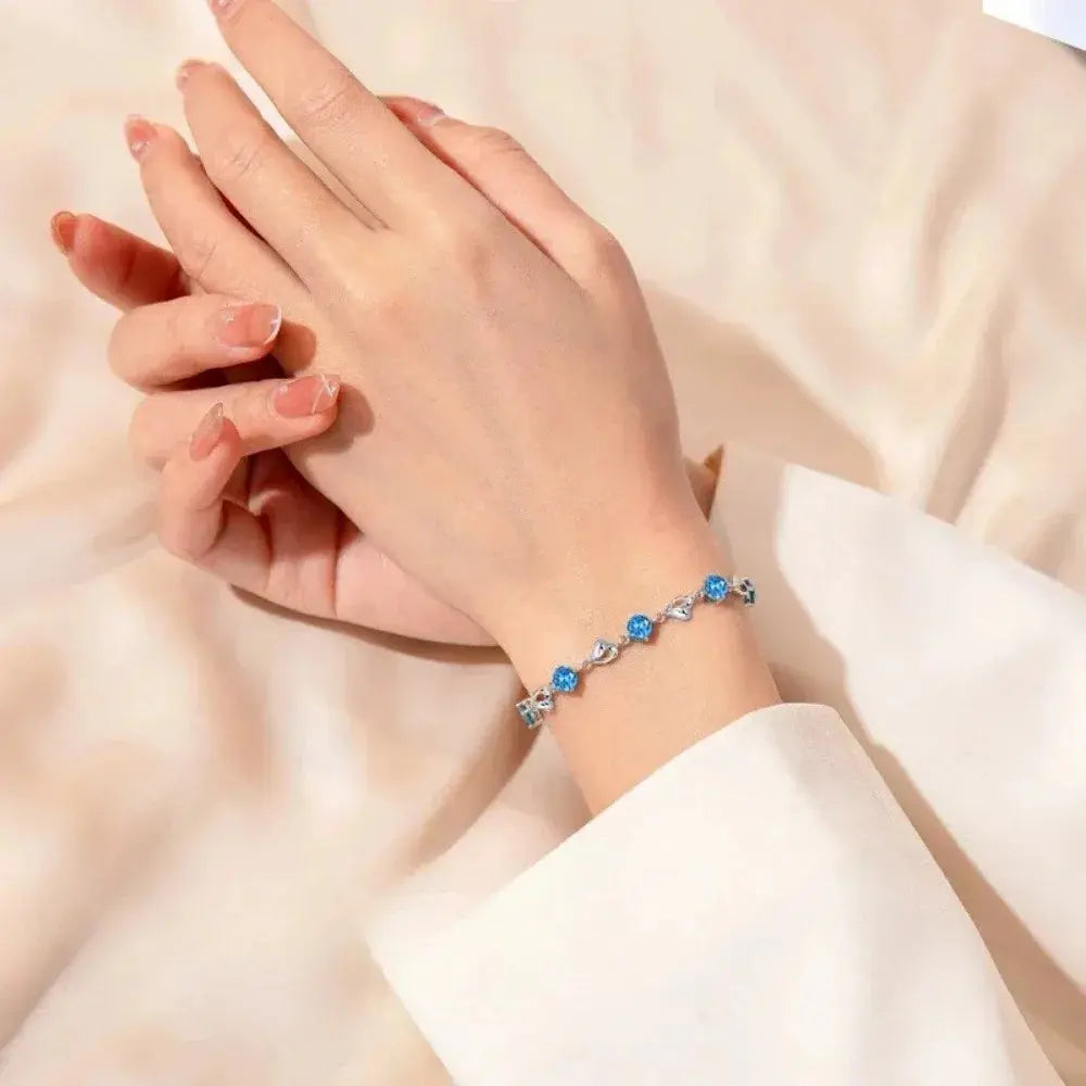 Valenzora | 925 Sterling Silver Heart-Shaped Necklace and Bracelet Set for Women