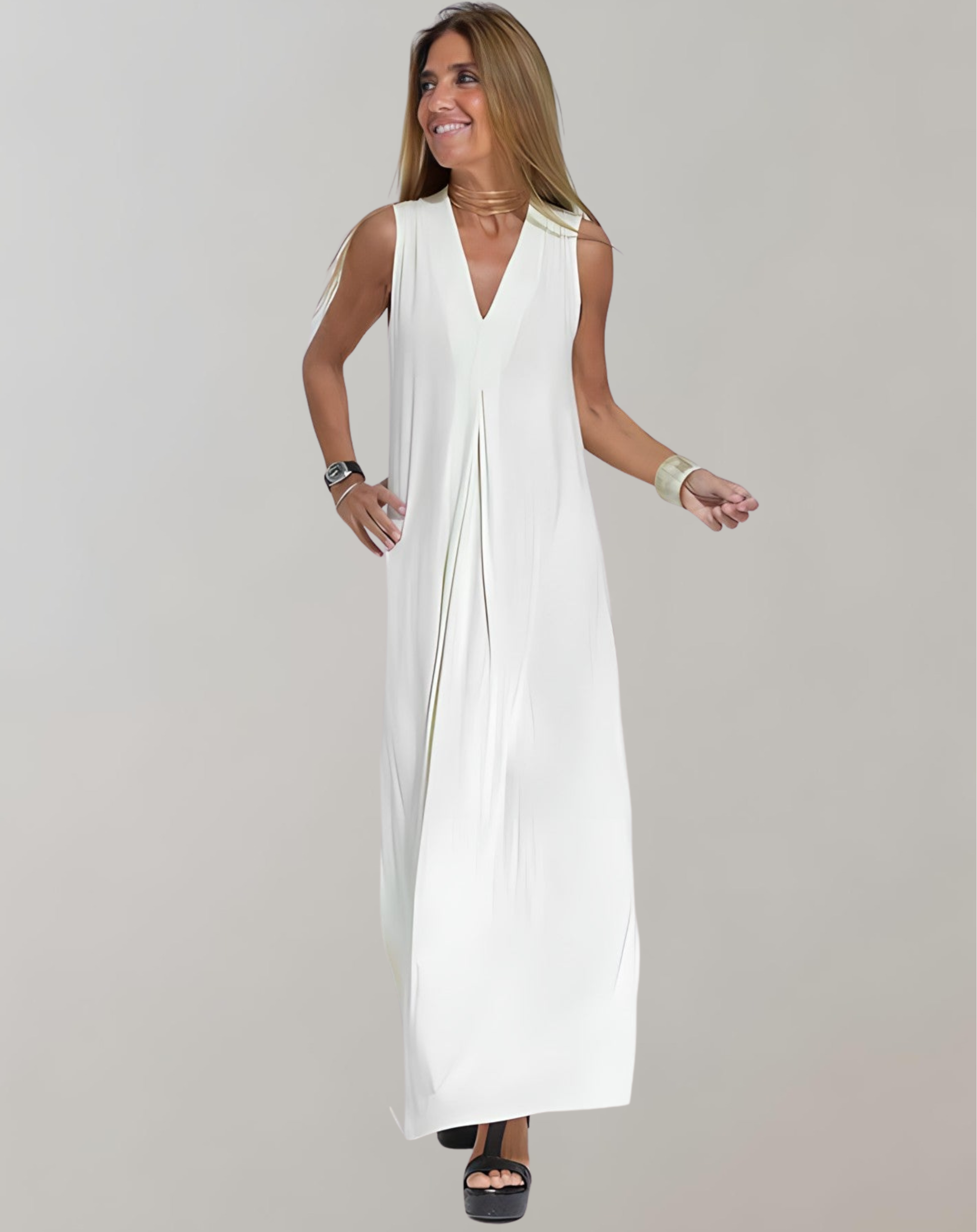Elegantes schmales Kleid mit V-Ausschnitt