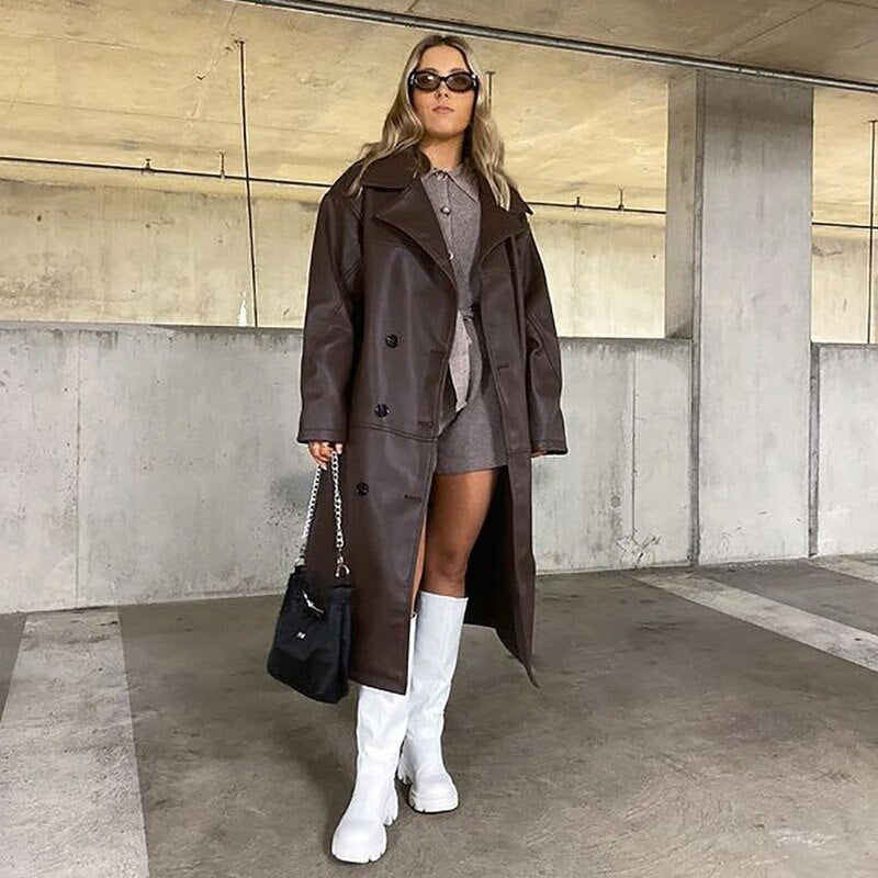 Oversized leather jacket