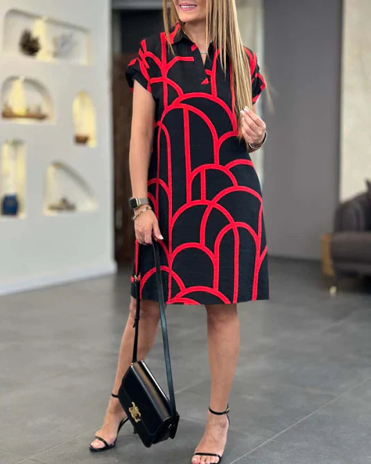 Valenzora | Printed midi dress with short sleeves