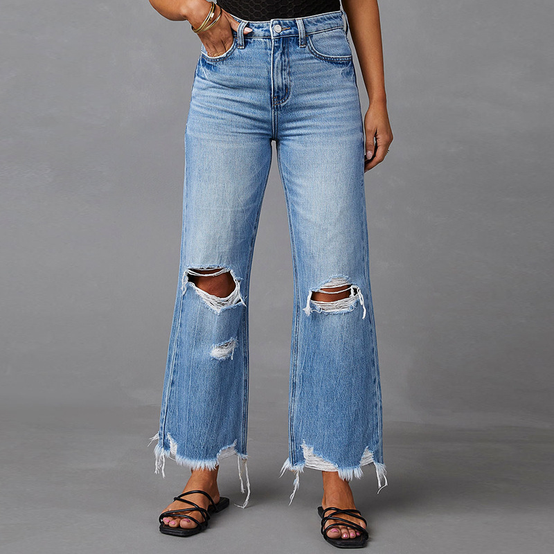 Valenzora | High-waisted jeans with holes for women