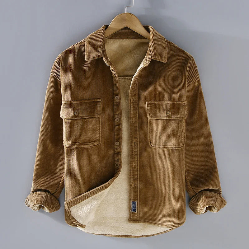 Valenzora | Casual long-sleeved corduroy shirt with pockets
