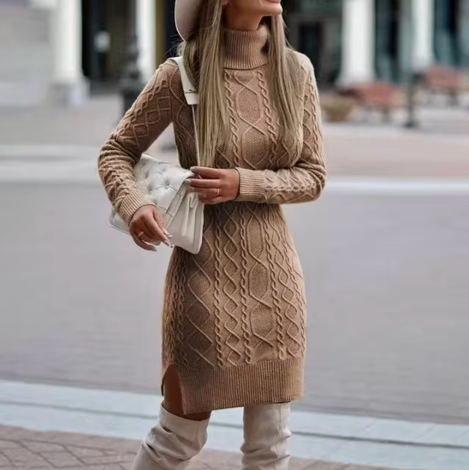 Valenzora – Knitted roll-neck sweater dress