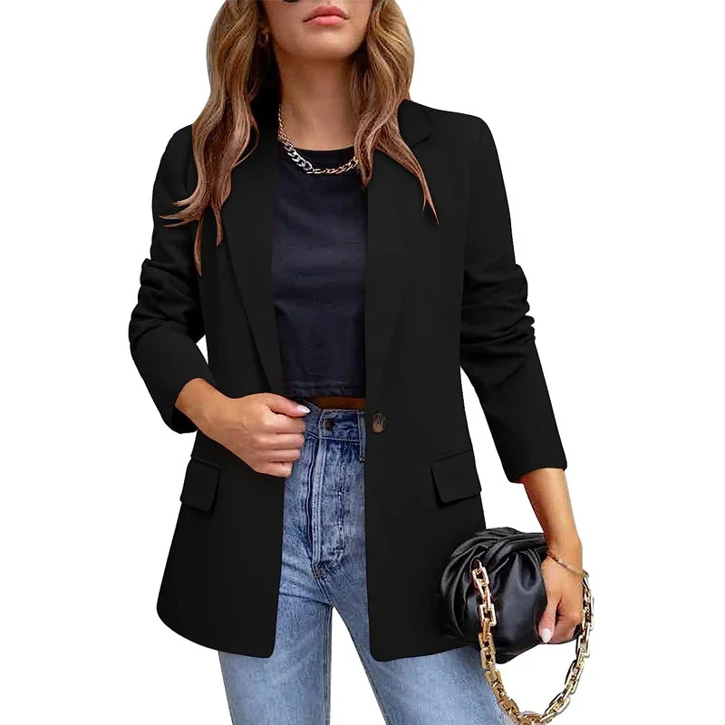 Valenzora | Long women's blazer with flap pockets and tailored cut