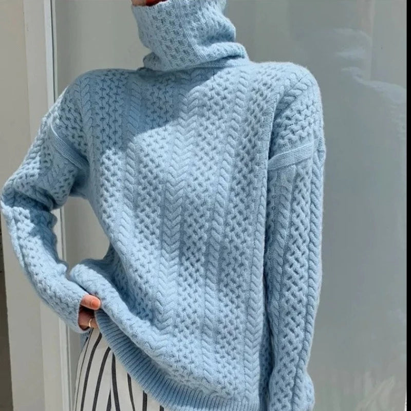 Valenzora | Luxuriöser Kaschmir-Rollkragenpullover mit Karomuster