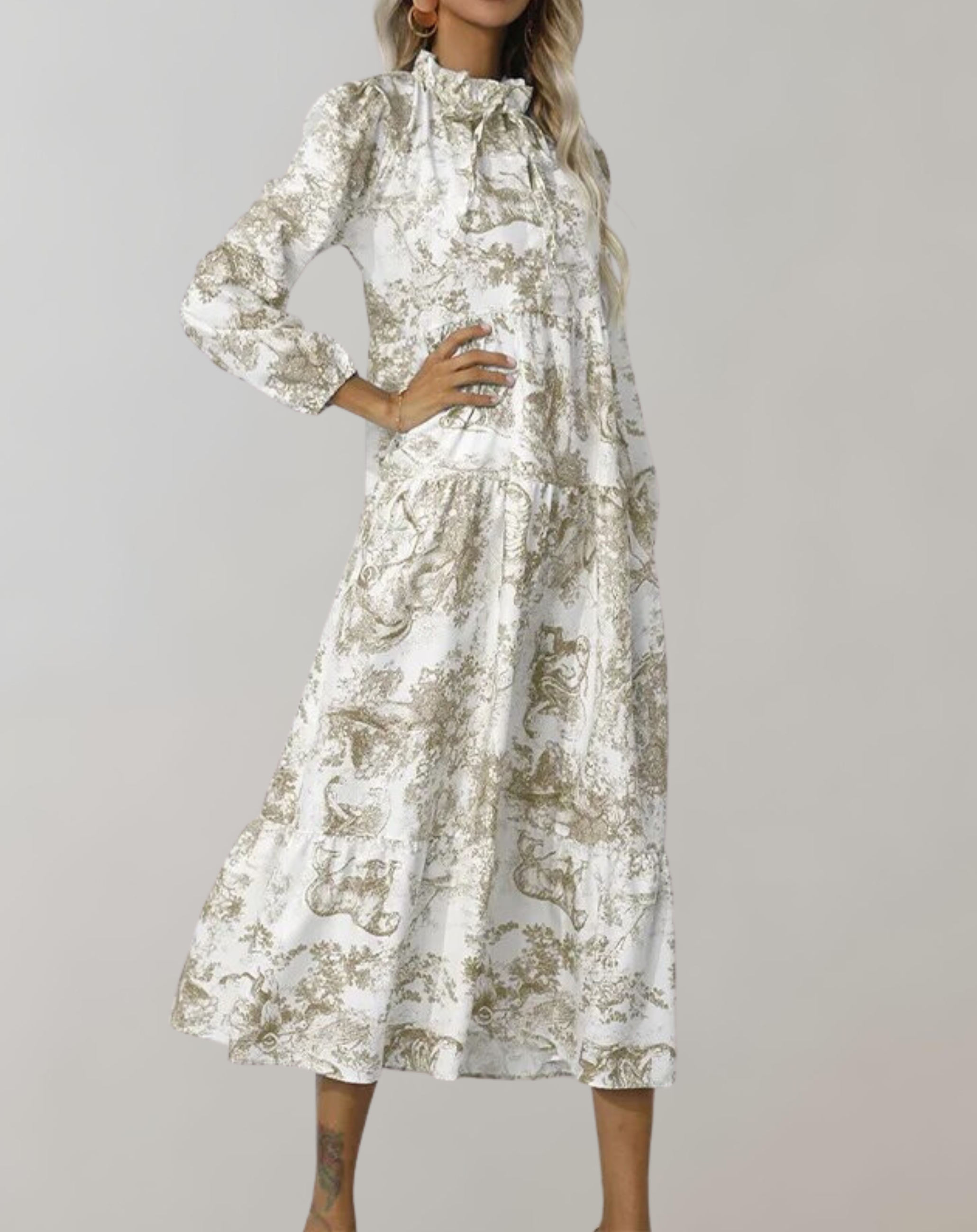 Valenzora - New Long Sleeve Women's Midi Dress